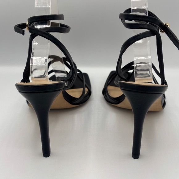 Veronica Beard Abriella Black Leather Strappy Sandals Ankle Wrap Square Toe 10 M - Picture 9 of 16